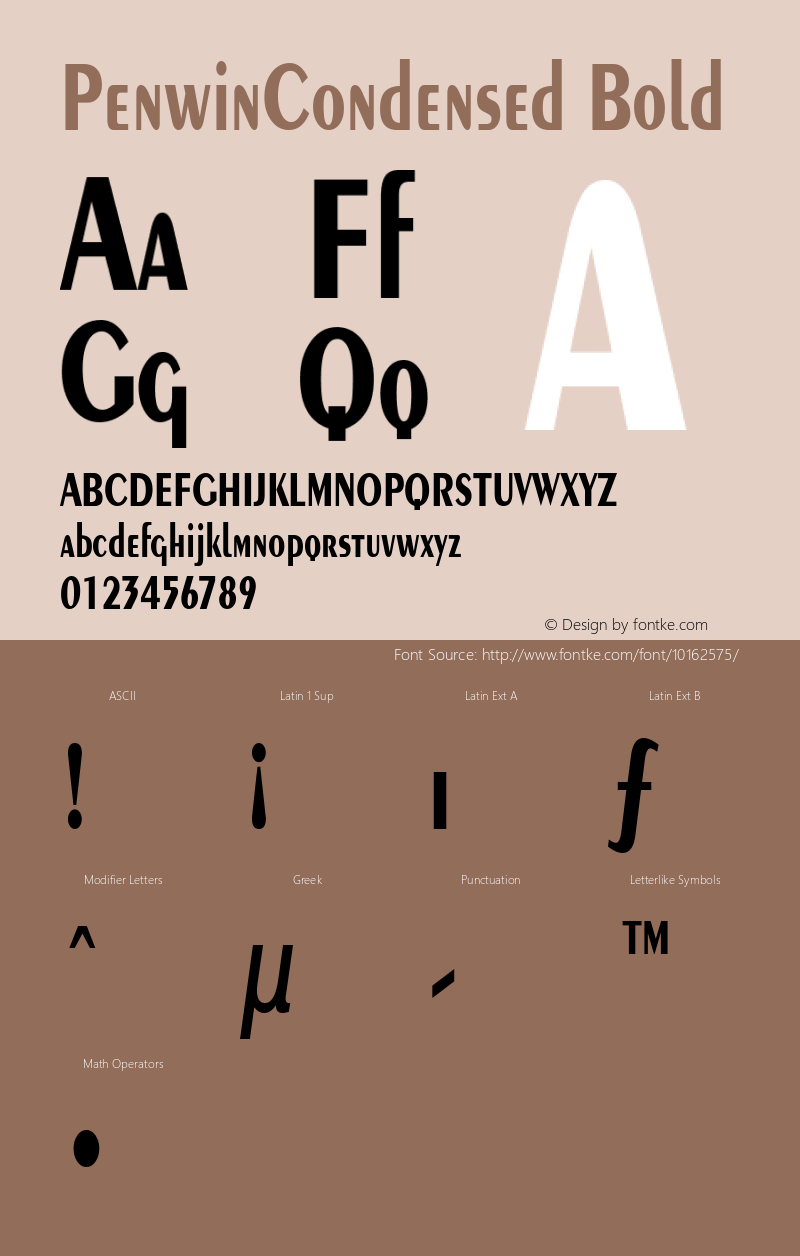 PenwinCondensed Bold Rev. 003.000 Font Sample