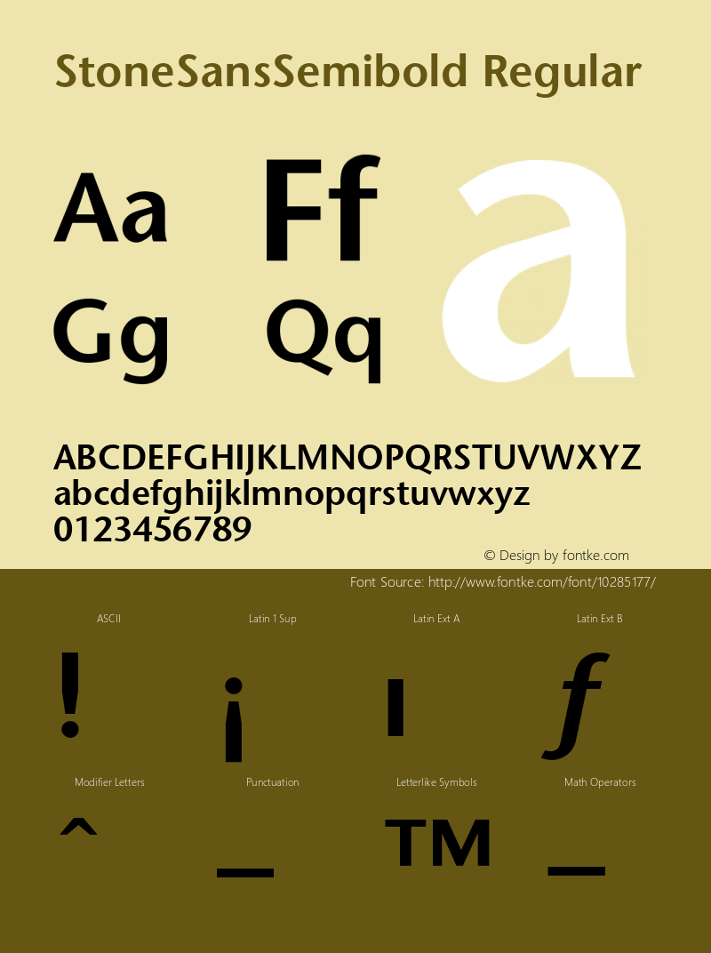 StoneSansSemibold Regular V.1.0 Font Sample