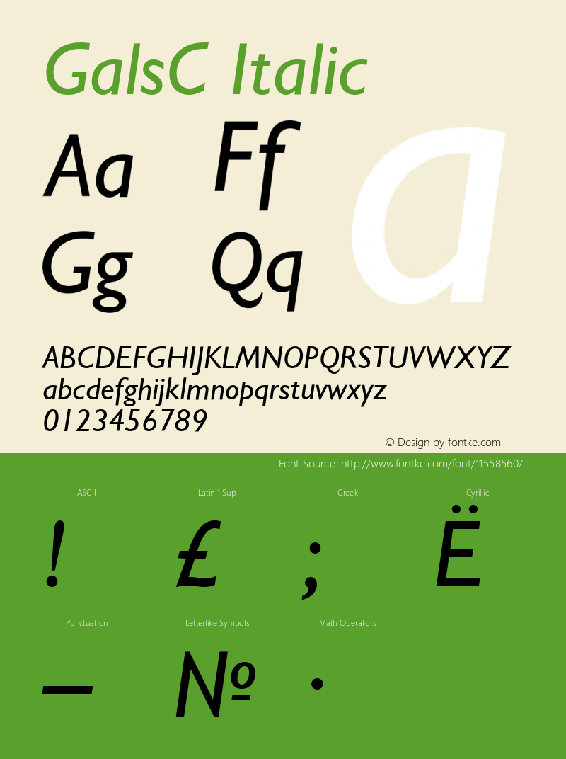 GalsC Italic Version 004.001 Font Sample