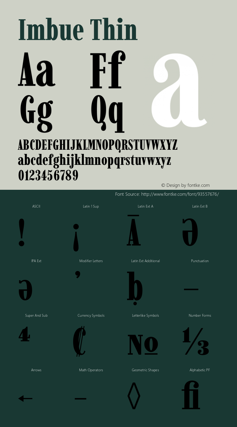 Imbue Thin Version 1.102 Font Sample