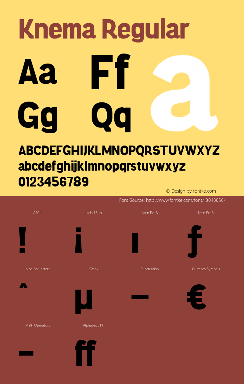 Knema Regular Version 1.000 Font Sample