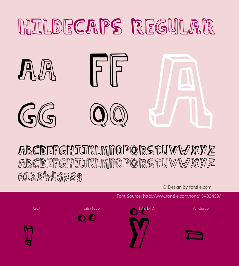 hildeCAPS Regular Macromedia Fontographer 4.1 13-9-2006 Font Sample