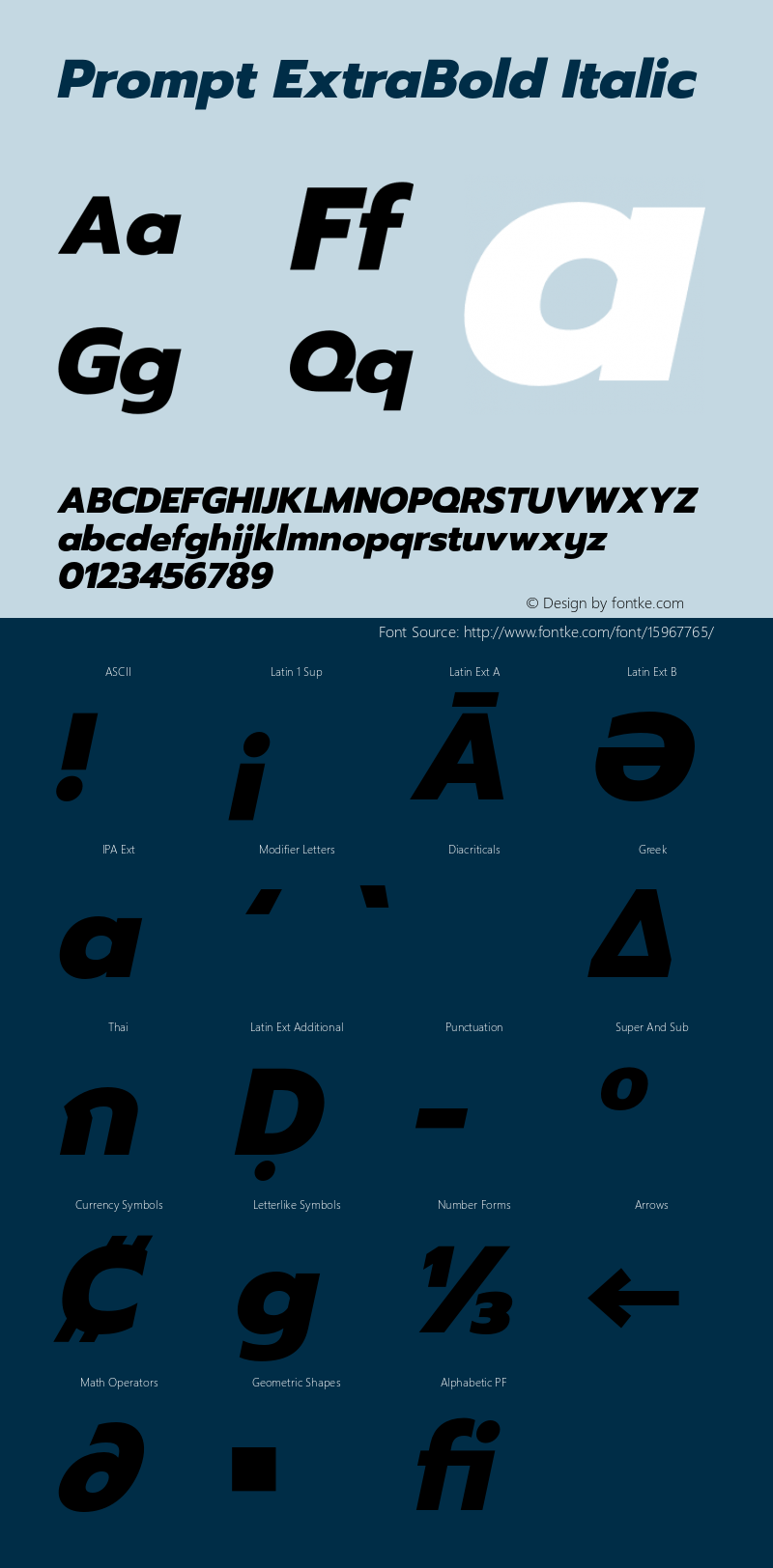 Prompt ExtraBold Italic Version 1.000;PS 001.000;hotconv 1.0.88;makeotf.lib2.5.64775 Font Sample