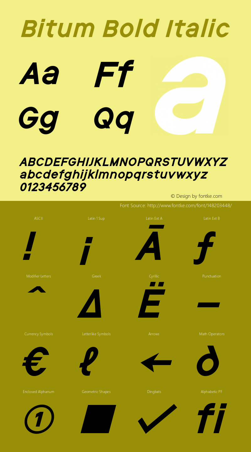 Bitum-BoldItalic Version 1.000 | wf-rip DC20180930 Font Sample