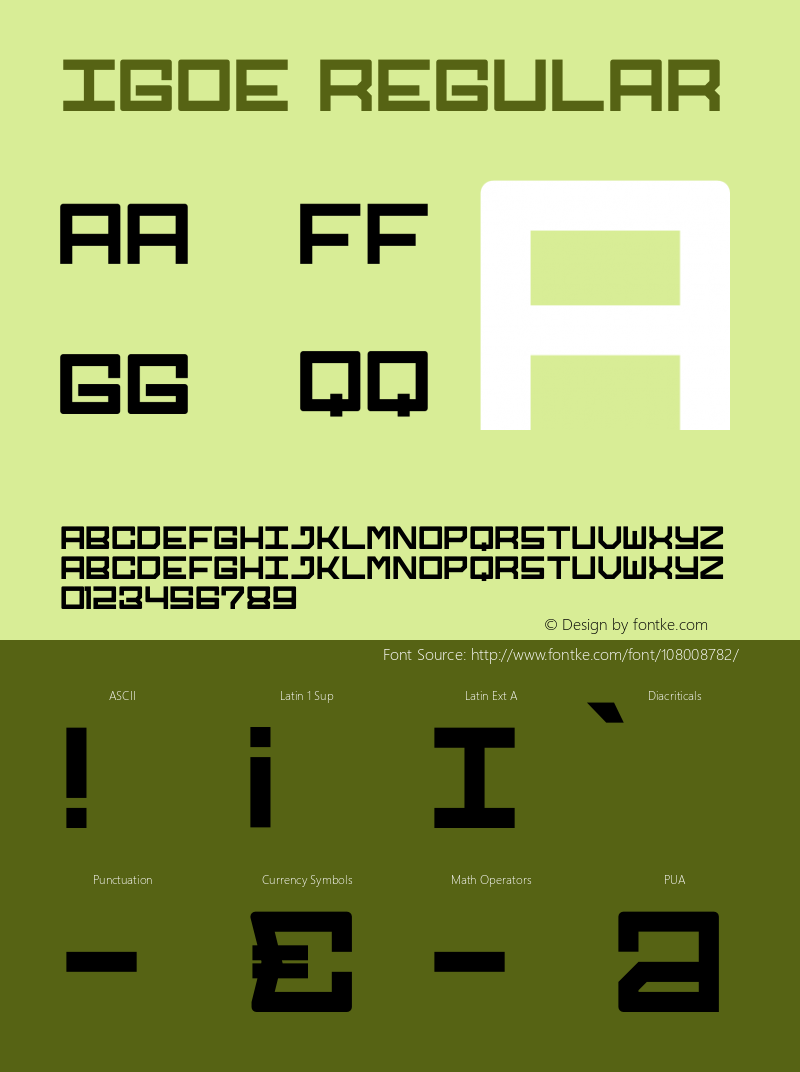 Igoe Version 1.00;September 1, 2020;FontCreator 12.0.0.2546 64-bit Font Sample