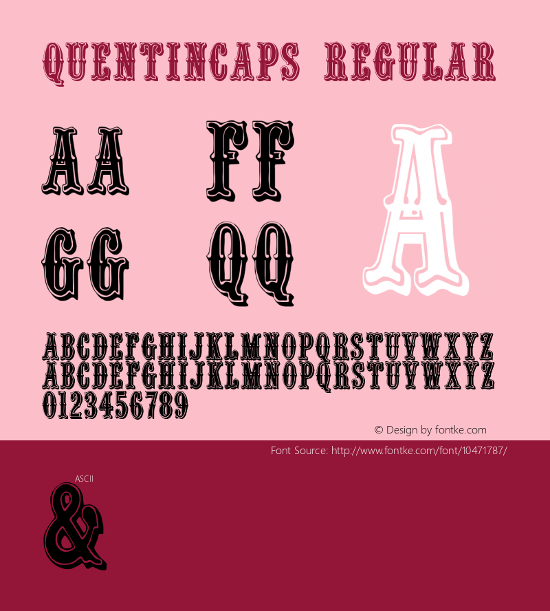 QuentinCaps Regular Macromedia Fontographer 4.1 03.06.01 Font Sample