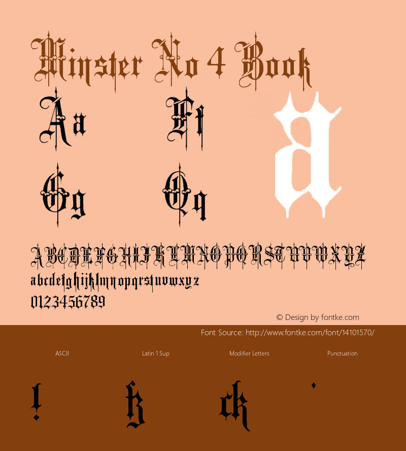 Minster No 4 Book Version 1.0; 2002; initial r Font Sample