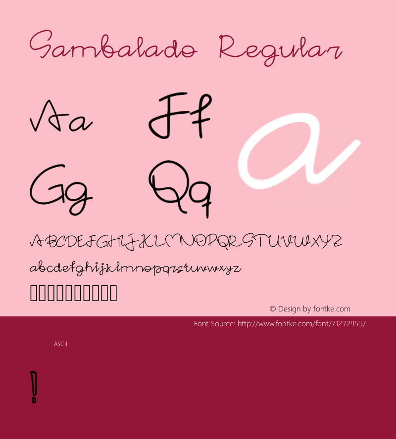 Sambalado Regular Version 001.001 Font Sample