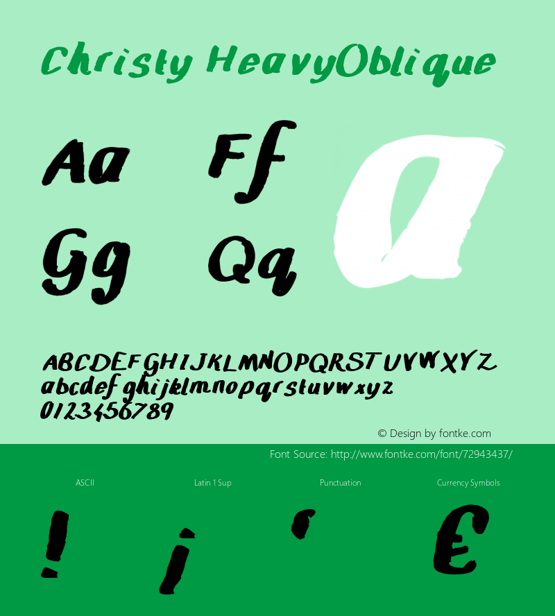 Christy-HeavyOblique Version 001.000 Font Sample