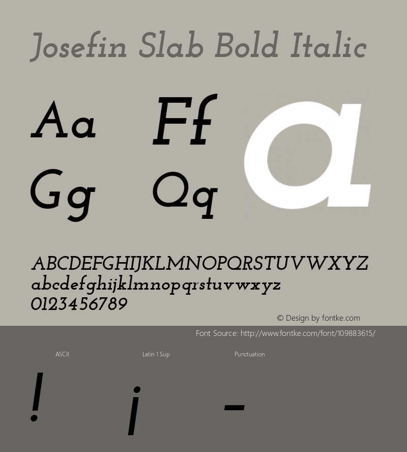 Josefin Slab Bold Italic Version 1.0 Font Sample