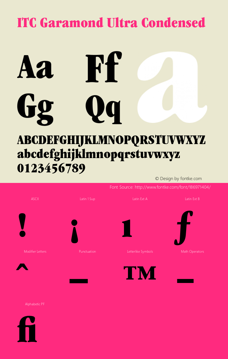 ITC Garamond Ultra Condensed 001.000图片样张