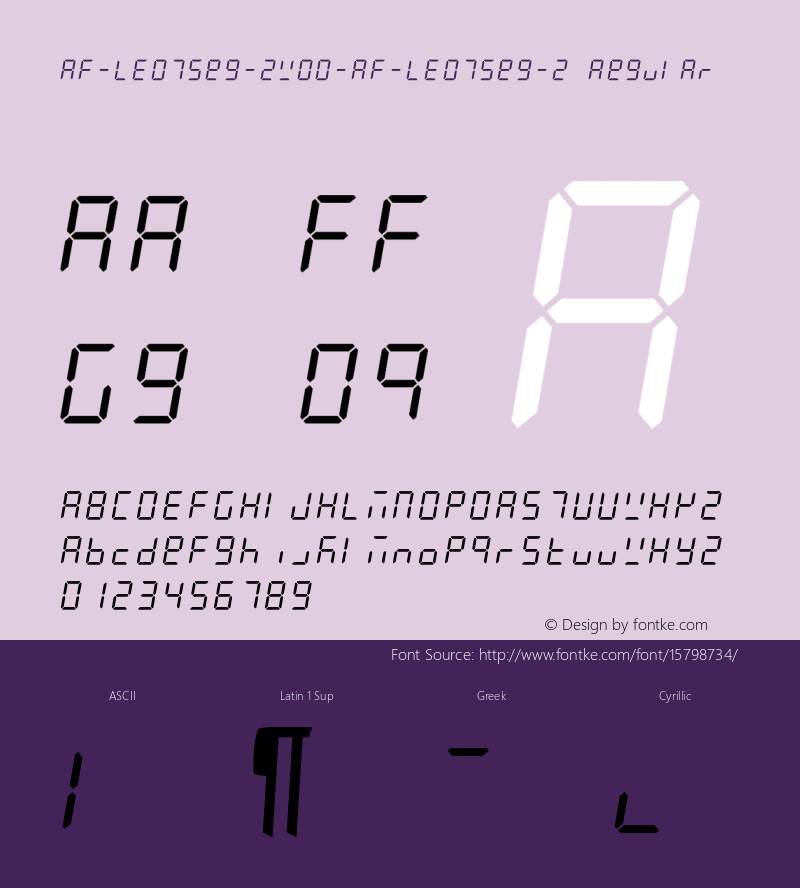 AF-LED7Seg-2W00-AF-LED7Seg-2 Regular Version 1.10 Font Sample