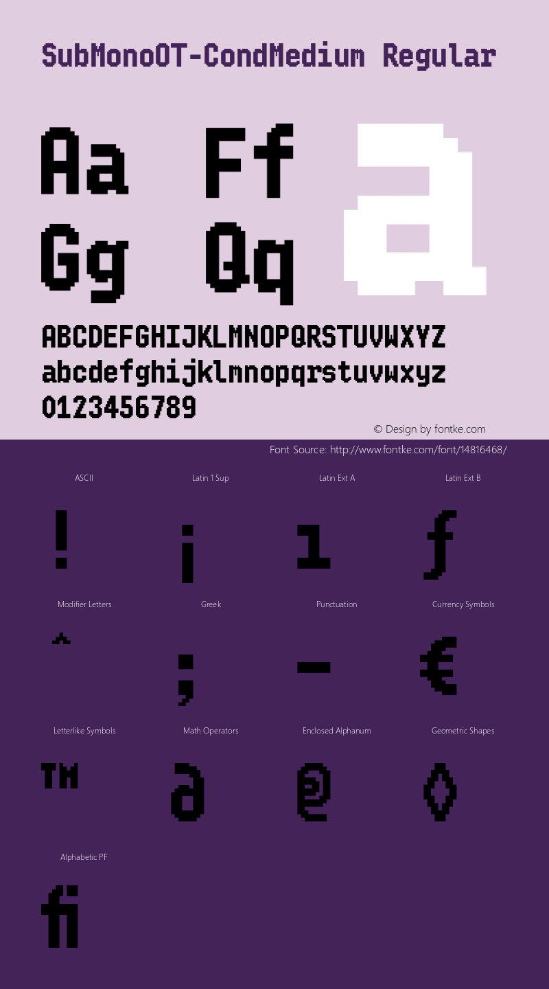 SubMonoOT-CondMedium Regular Version 7.504; 2010; Build 1004 Font Sample