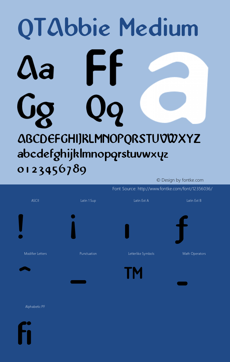 QTAbbie Medium Version 001.000 Font Sample