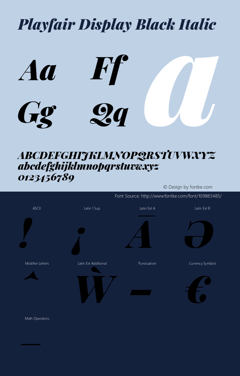 Playfair Display Black Italic Version 1.200; ttfautohint (v1.6) Font Sample