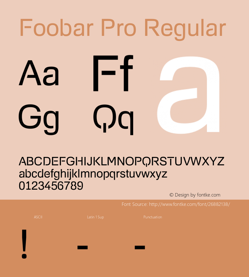 Foobar Pro Regular Version 1.000 Font Sample