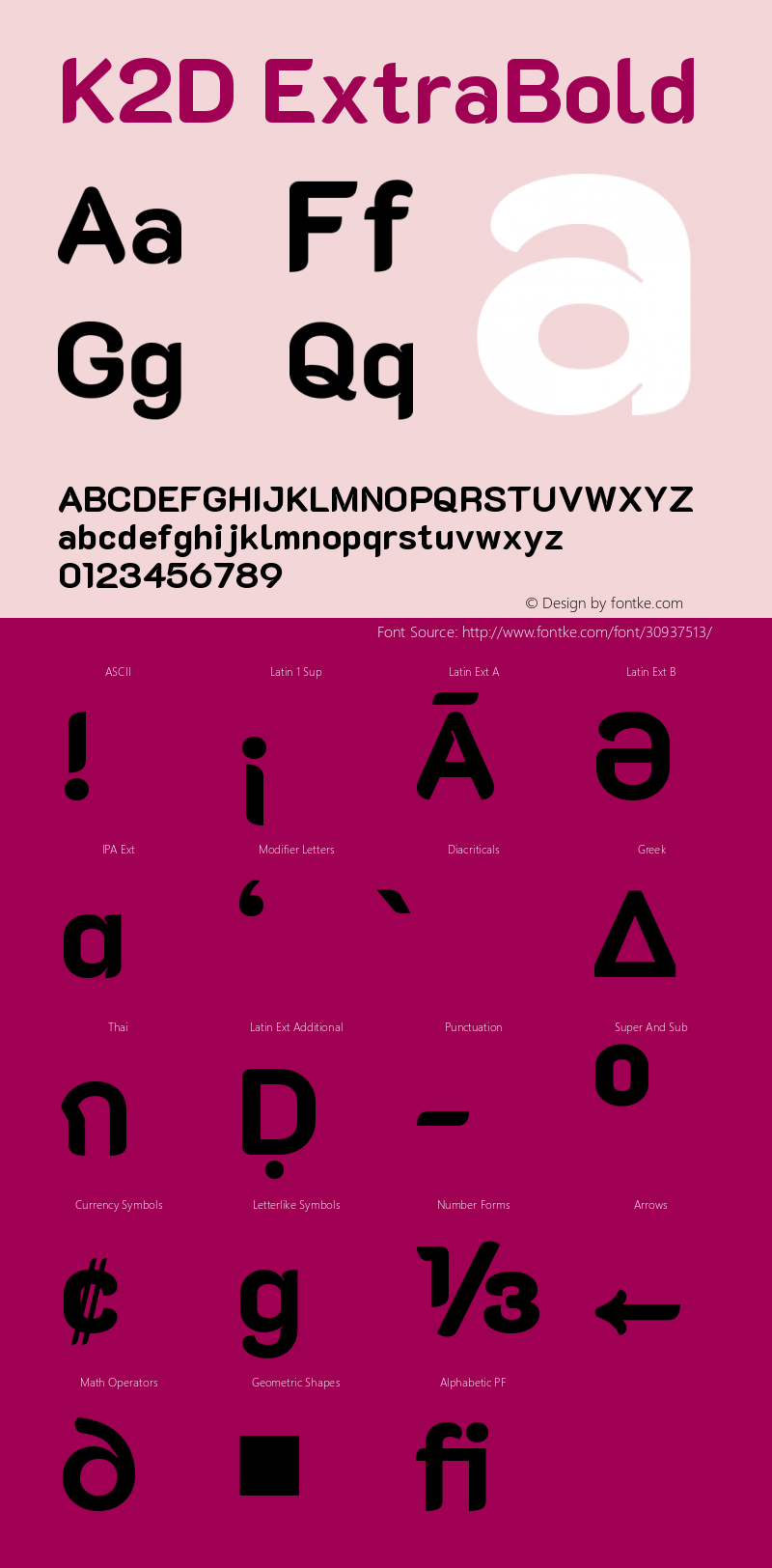 K2D ExtraBold Version 1.000; ttfautohint (v1.6) Font Sample