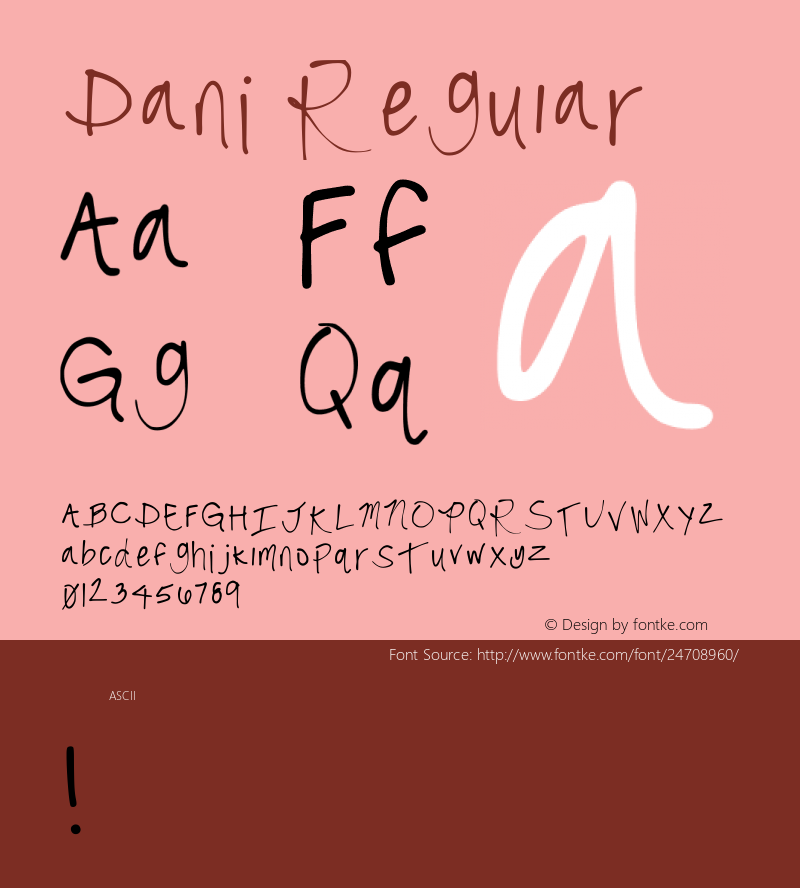 Dani Regular Version 001.000 Font Sample