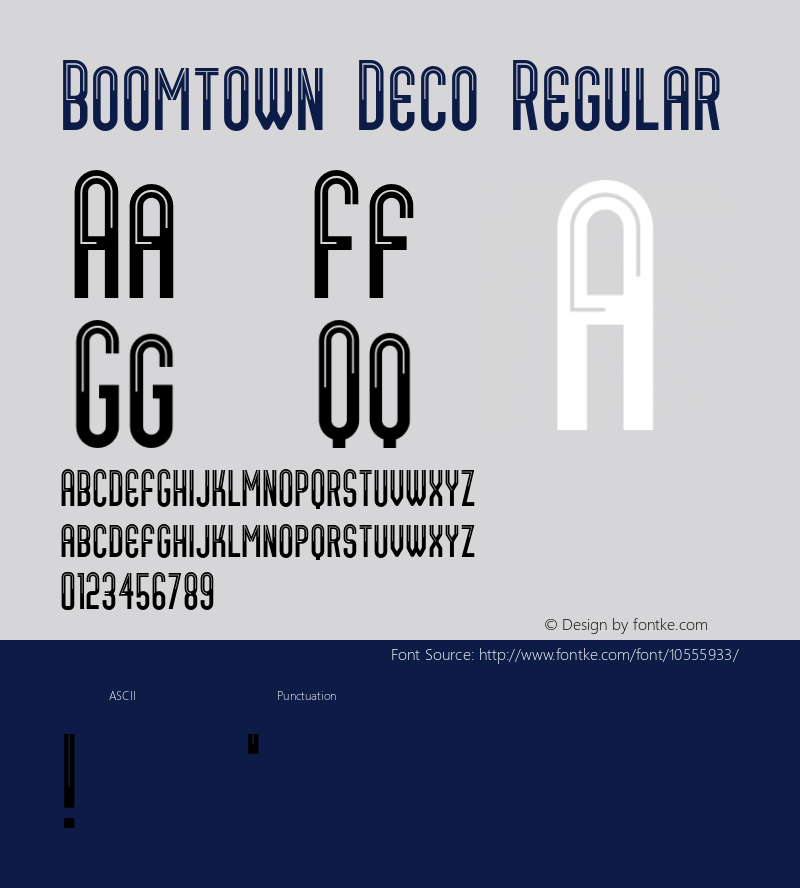 Boomtown Deco Regular Unknown Font Sample