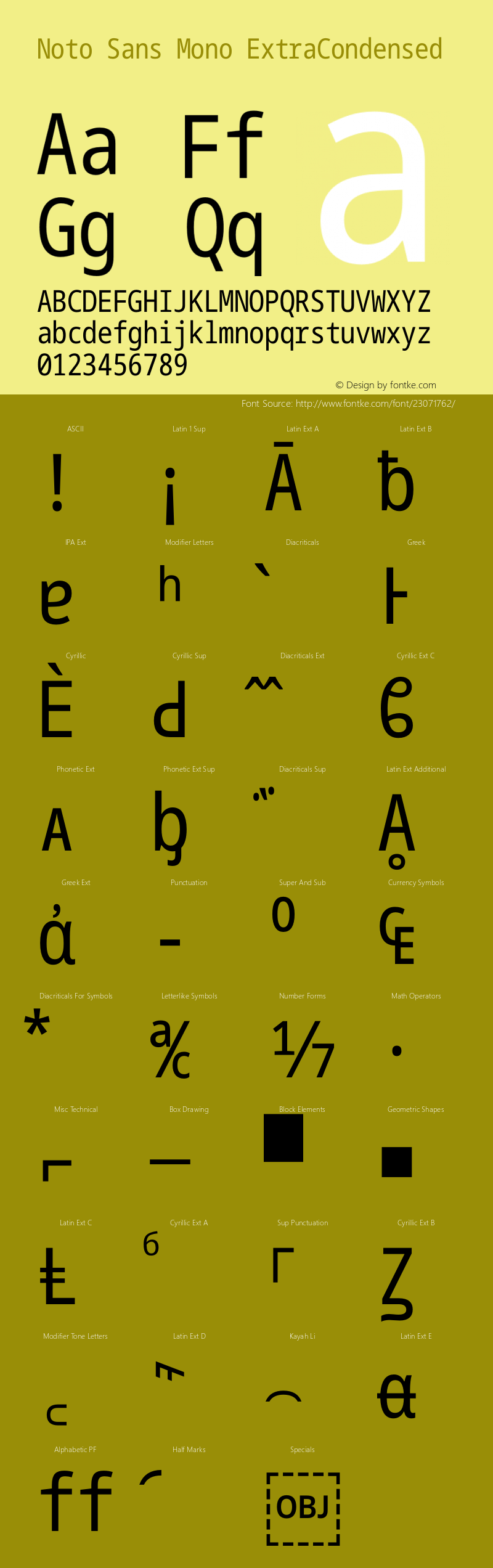 Noto Sans Mono ExtraCondensed Version 1.901 Font Sample