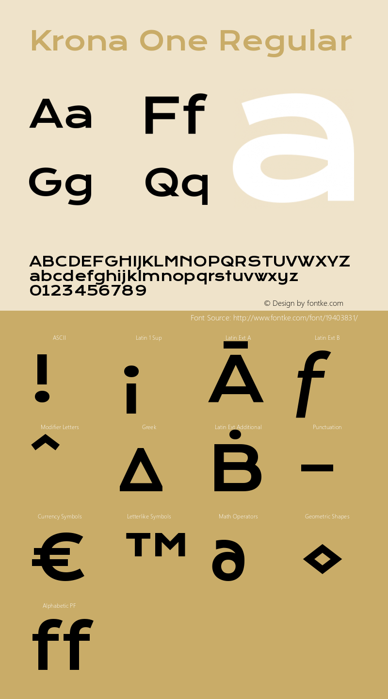 KronaOne-Regular Version 1.003 Font Sample