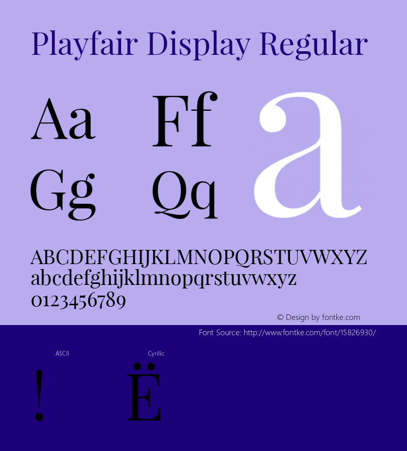 Playfair Display Regular Version 1.004;PS 001.004;hotconv 1.0.70;makeotf.lib2.5.58329; ttfautohint (v1.4.1) Font Sample