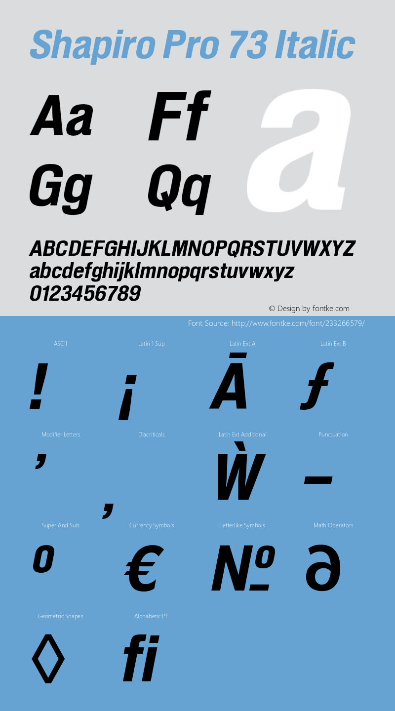 Shapiro Pro 73 Italic Version 4.000图片样张