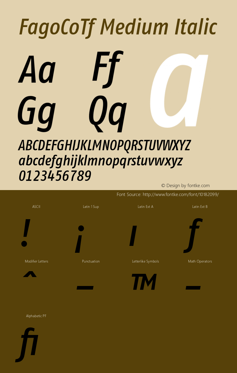 FagoCoTf Medium Italic 001.000 Font Sample