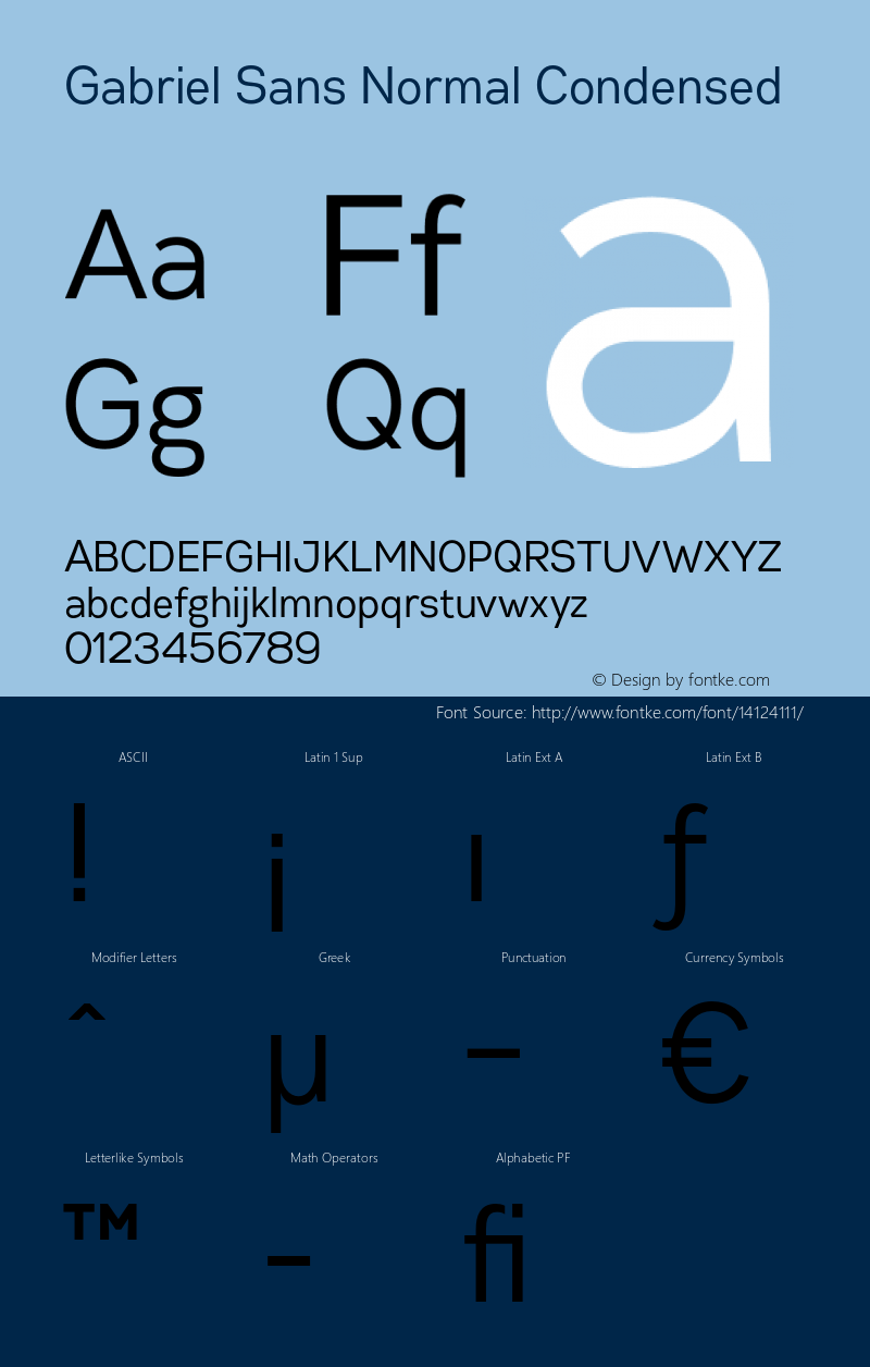 Gabriel Sans Normal Condensed Version 1.000 Font Sample