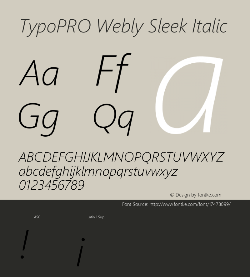 TypoPRO Webly Sleek Italic Version 5.22 January 23, 2013 Font Sample