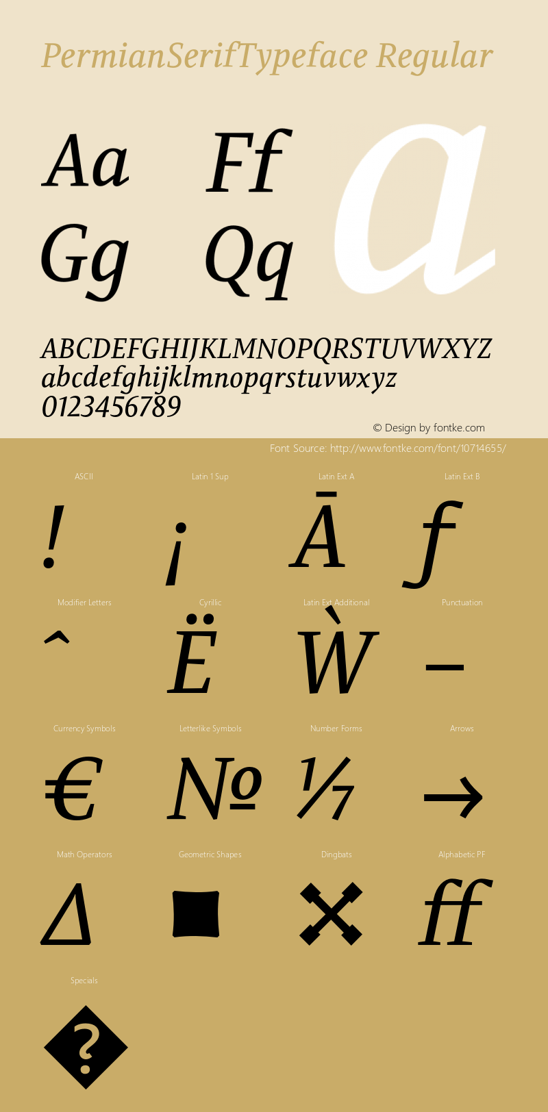 PermianSerifTypeface Regular Version 1.000 Font Sample