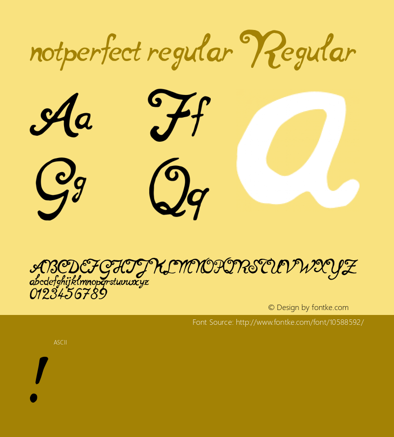 notperfect regular Regular Version 1.000 Font Sample