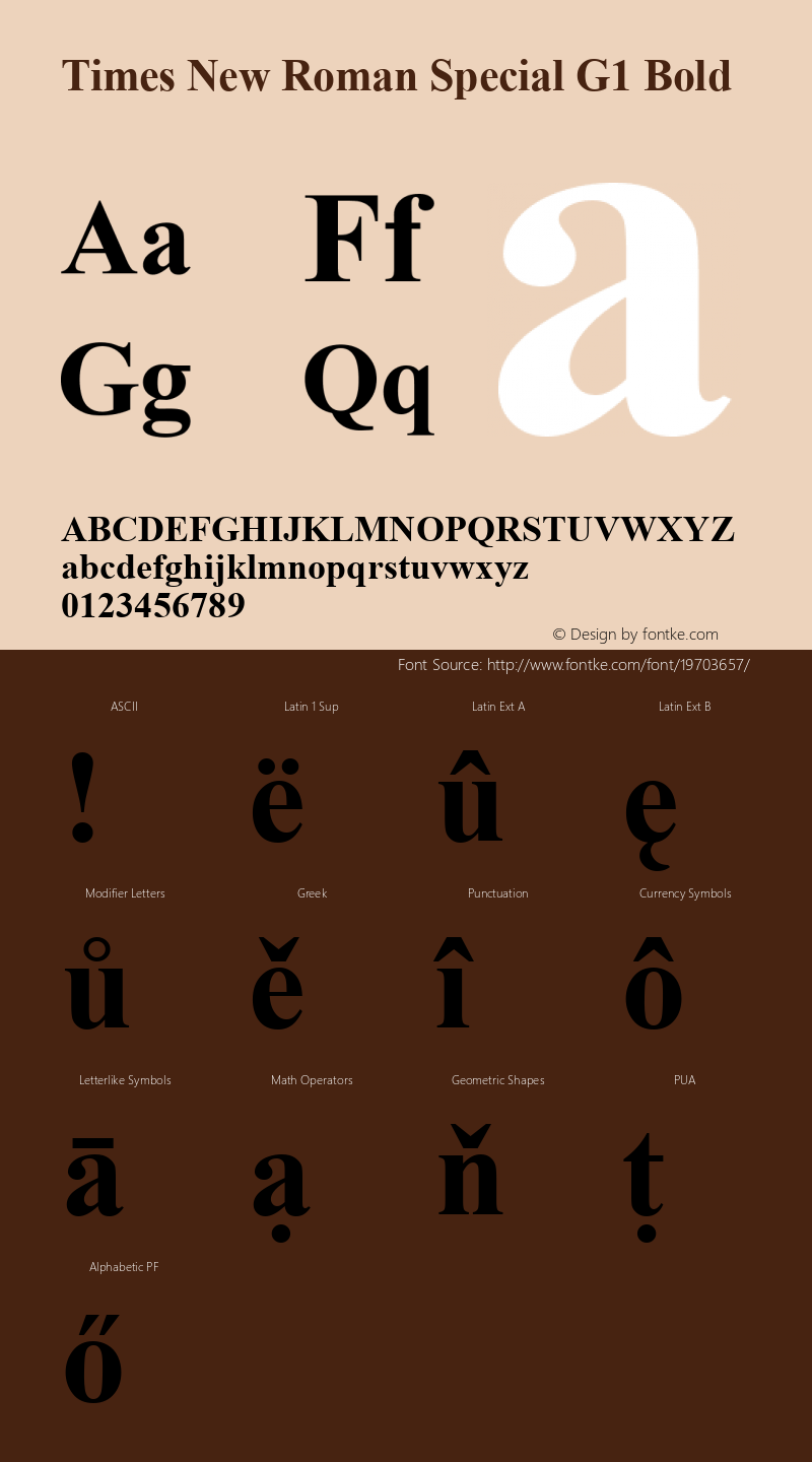 Times New Roman Special G1 Bold Version 1.03 Font Sample