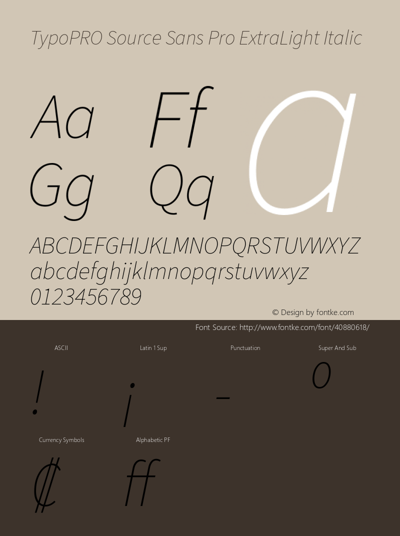 TypoPRO Source Sans Pro ExtraLight Italic Version 3.006;hotconv 1.0.111;makeotfexe 2.5.65597 Font Sample