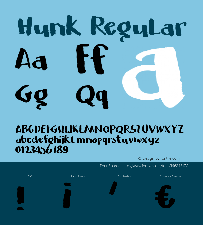 Hunk Regular Version 001.000 Font Sample