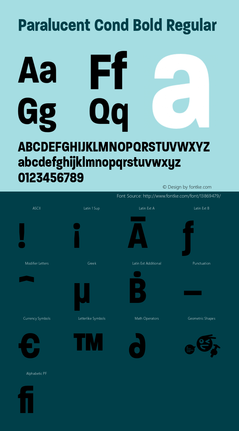 Paralucent Cond Bold Regular Version 2.000 Font Sample