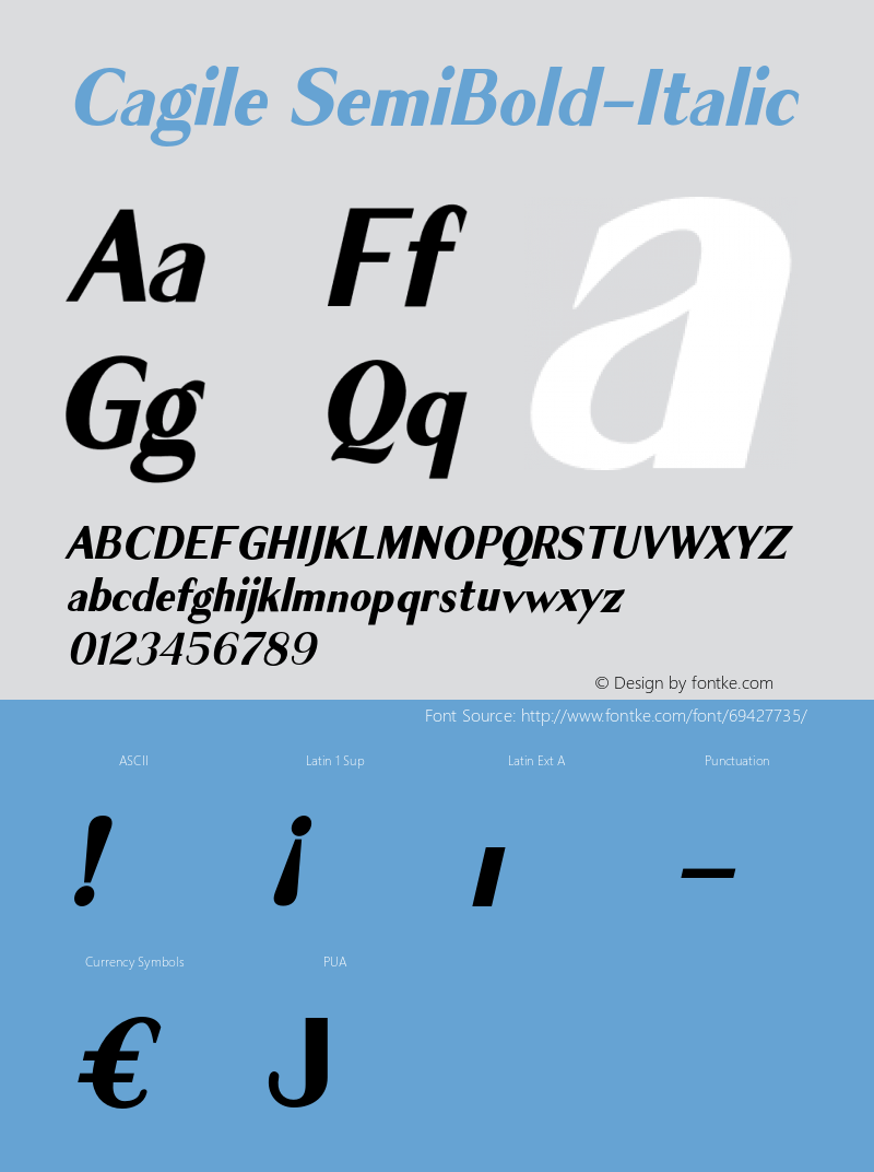 Cagile Semi Bold Italic Version 001.000 Font Sample