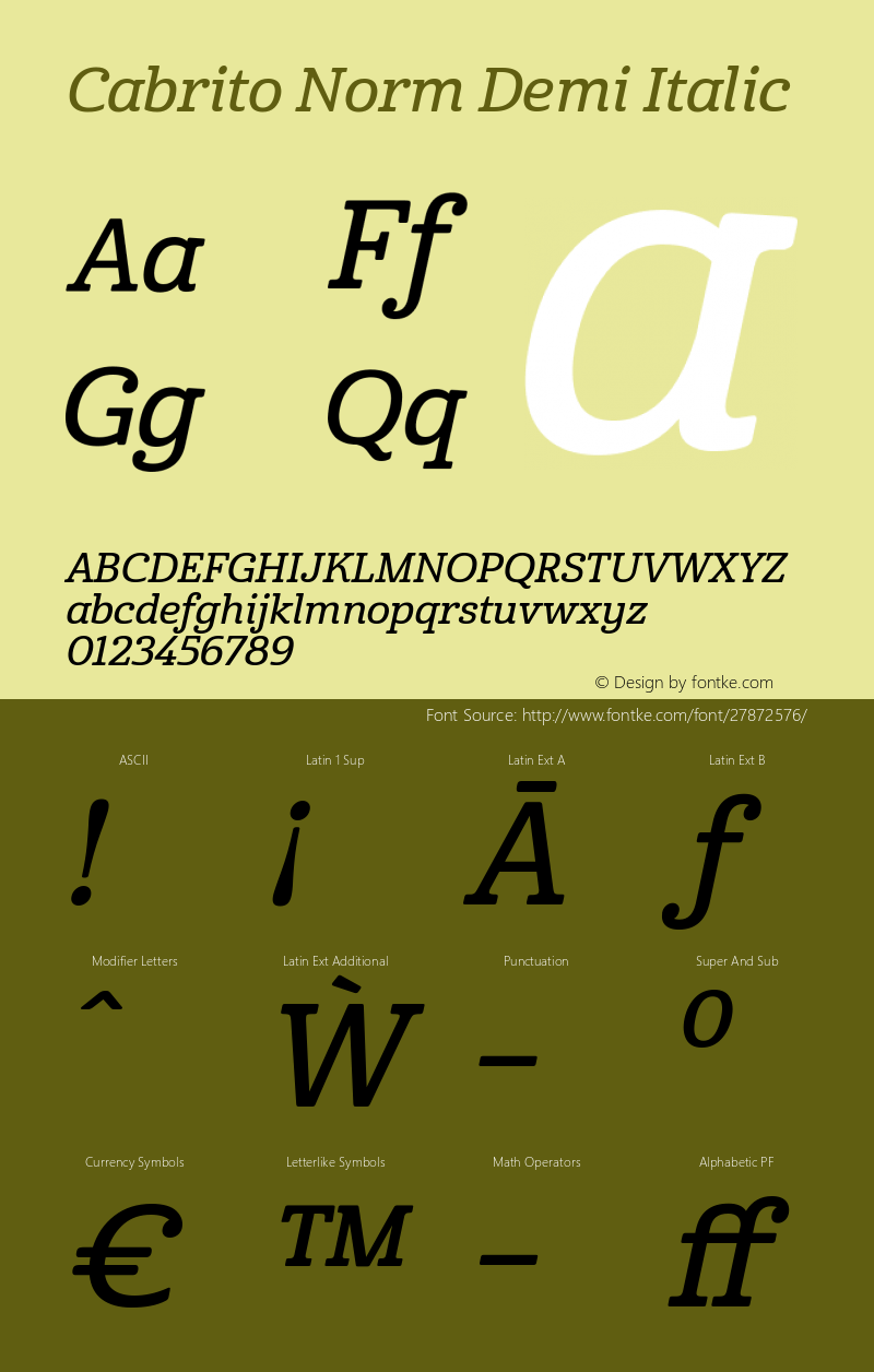 Cabrito-NorDemIt Version 001.001 Font Sample