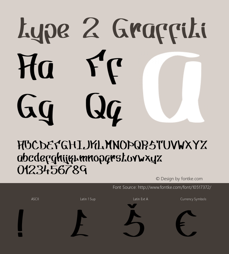 type 2 Graffiti Version 1.000 Font Sample