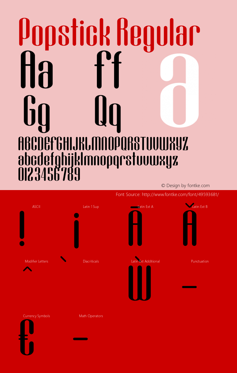 Popstick-Regular Version 1.000 Font Sample