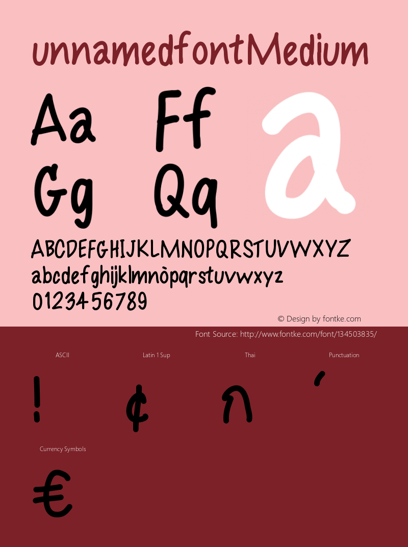 unnamedfont Version 001.000 Font Sample