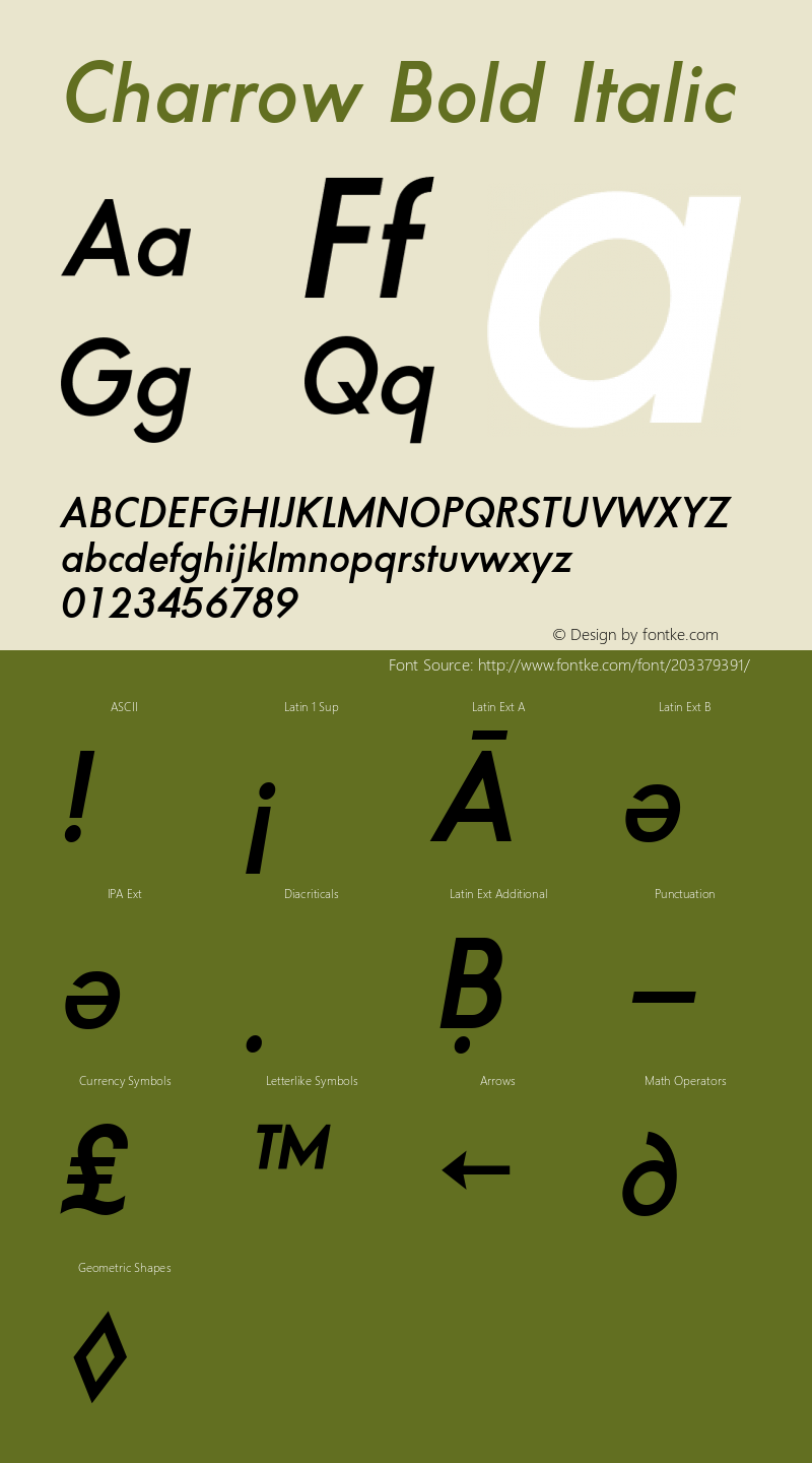 Charrow Bold Italic Version 1.200图片样张