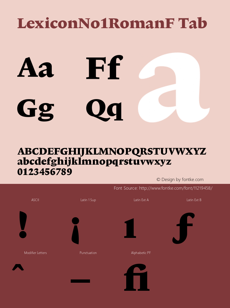 LexiconNo1RomanF Tab Version 001.000 Font Sample