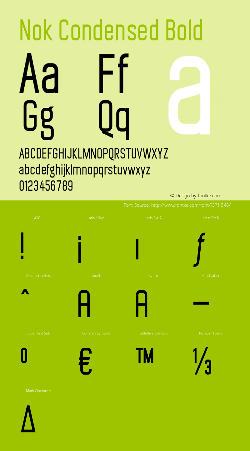 Nok Condensed Bold Version 001.002 Font Sample