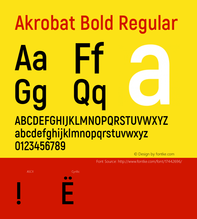 Akrobat Bold Regular Version 1.000;PS 001.000;hotconv 1.0.88;makeotf.lib2.5.64775; ttfautohint (v1.4.1) Font Sample