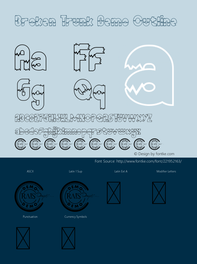 Broken Trunk Demo Outline Version 1.002;Fontself Maker 3.5.4图片样张