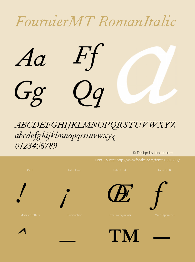 FournierMT RomanItalic Version 1.00 Font Sample