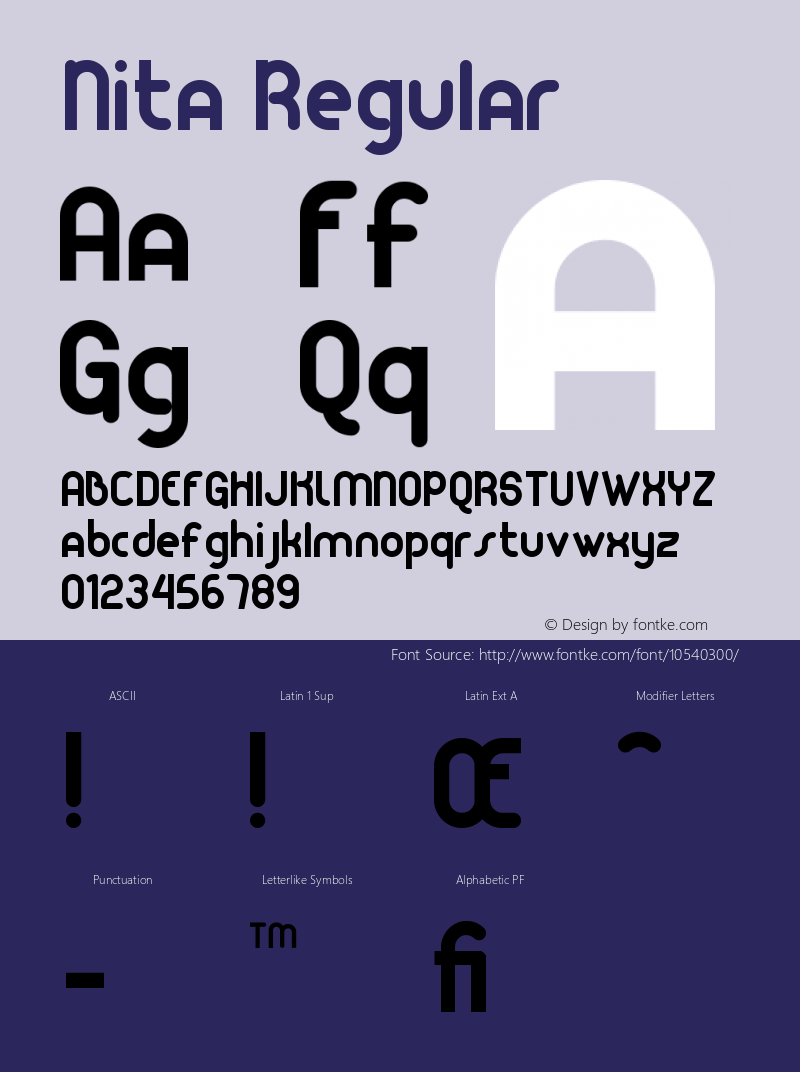 Nita Regular Version 1.000 Font Sample