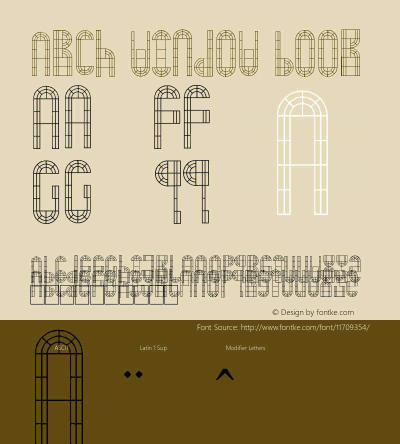 Arch Window Book Version 1.00 November 6, 201 Font Sample