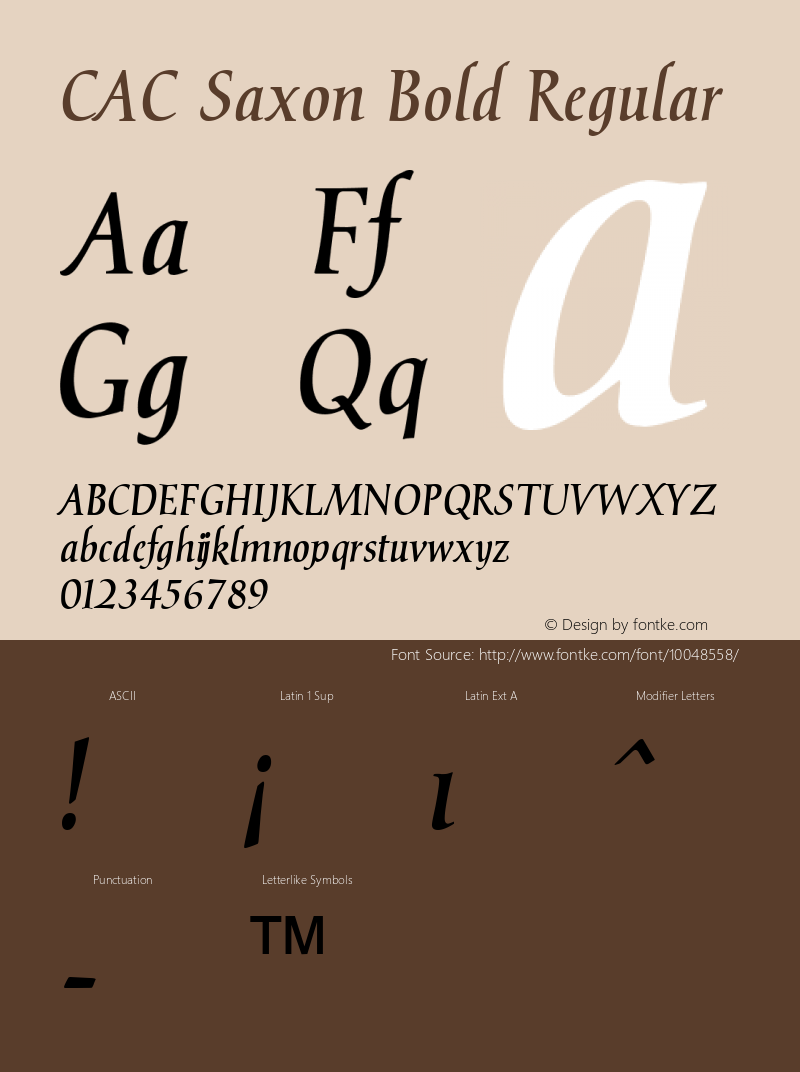 CAC Saxon Bold Regular v1.2 8/28/96 Font Sample